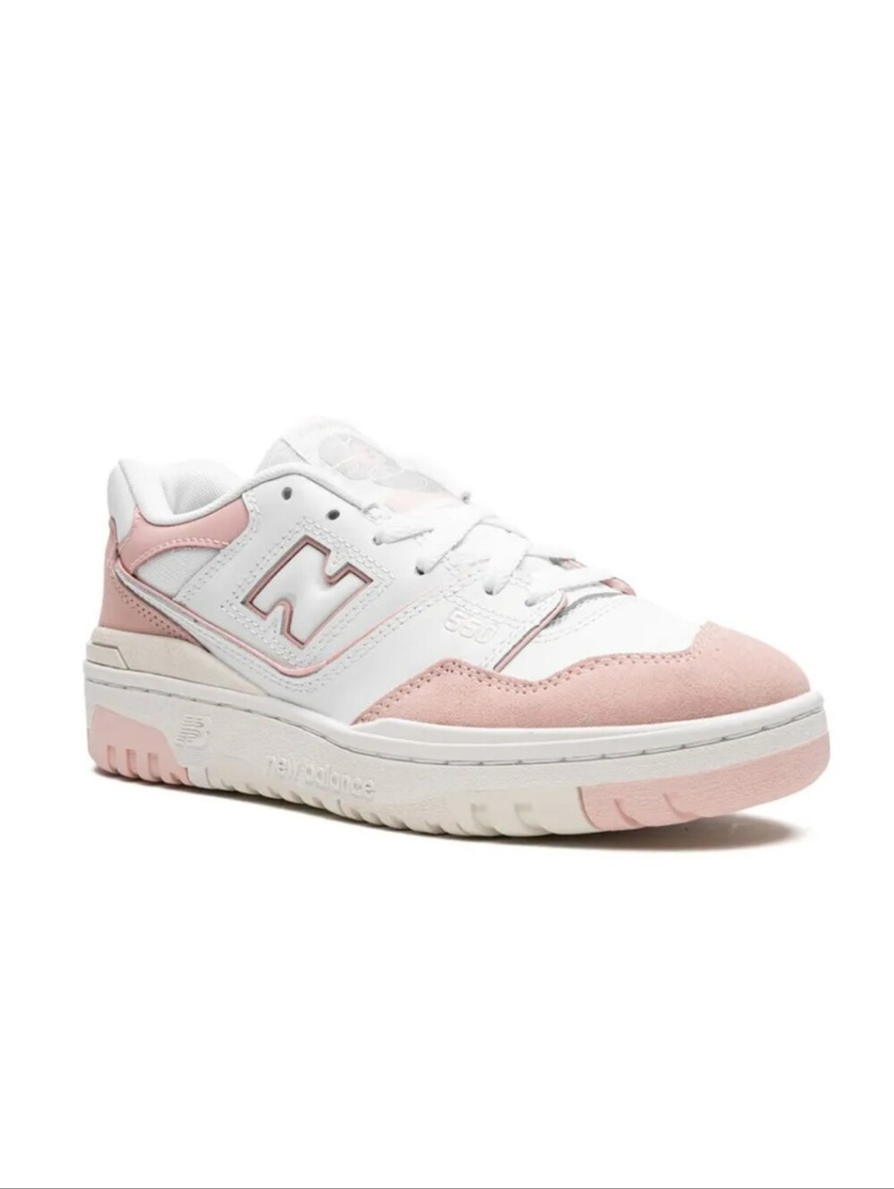 New Balance Women’s 550 Leather & Suede Sneaker - White & Pink Kids 6